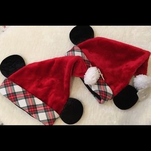 Disney Mickey Mouse Plaid Santa Hats Set of 2